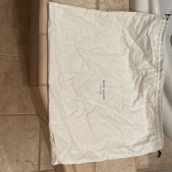 Kate Spade white dust bag with brown drawstrings and lettering. No purse - Picture 2 of 7